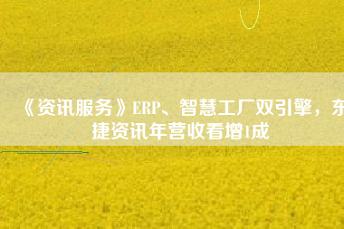 《資訊服務(wù)》ERP、智慧工廠(chǎng)雙引擎，東捷資訊年?duì)I收看增1成