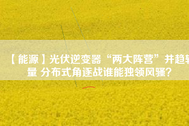【能源】光伏逆變器“兩大陣營(yíng)”并趨較量 分布式角逐戰(zhàn)誰能獨(dú)領(lǐng)風(fēng)騷？