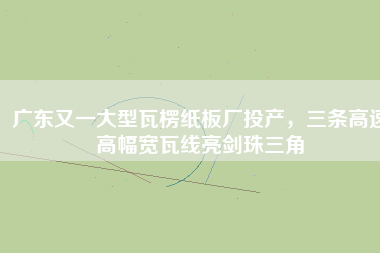 廣東又一大型瓦楞紙板廠投產(chǎn)，三條高速高幅寬瓦線亮劍珠三角